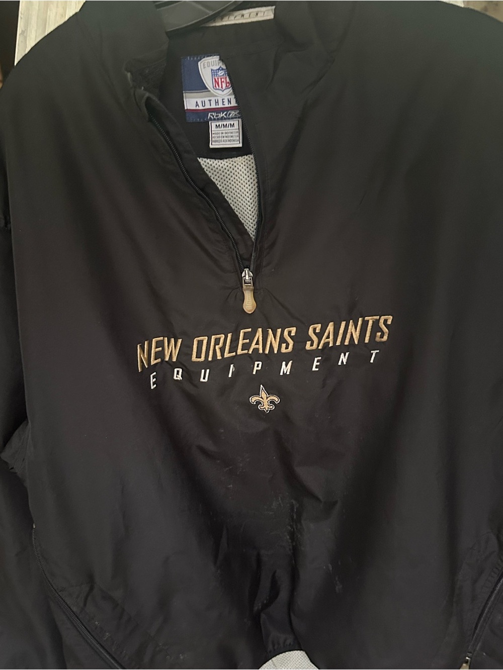 NFL New Orleans Saints Black and Gold Quarter-Zip Windbreaker